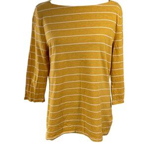 A New Day T-Shirt 3/4 Sleeve Mustard White Stripe Size XL Extra Large